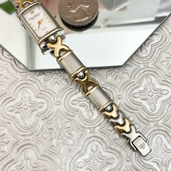 Vintage Jules Jurgenson Two-Tone Ladies Bracelet Watch - Picture 14 of 16